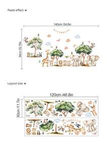 2pcs/1PC Wall Decals -[Forest Small Animal Wall Stickers, Cartoon Line Animal Wall Stickers] PVC Self-Adhesive Removable Wall Stickers For Nursery, Kids' Room, Playroom, Or Classroom – Cute & Creative Wall Decor For Any Space - Multicolor - View 14
