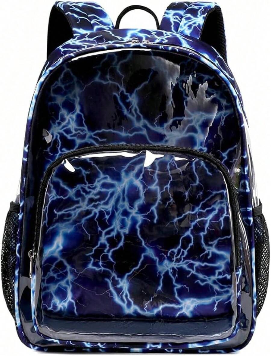 Polaris Clear Backpacks For School Heavy Duty Transparent See Through Clear Backpack Stadium Approved Clear Bookbag For Boys College School Clear Backpack For Concert Work Sport Travel - 藍色閃電 - 查看 1