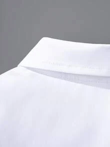 Młodzieżowa klasyczna, swobodna, szkolna, biała, krótka, formalna koszula dla chłopców, odpowiednia na uroczystości, spotkania, występy - Biały - Zobacz 4