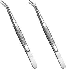 Stainless Steel Tweezers, With Curved Serrated Tip Multipurpose Sewing Machine Tweezers Forceps For Craft Repairing (2 Pcs Set) - 1 Count (Pack Of 1) - View 1