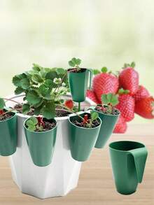 1/5/10Pcs Of Green Plastic Strawberry Propagation Cups, Potted Strawberry Propagation Accessories Are Used In Home Balconies And Gardens. Both Hanging Pots And Soil-Inserted Types Are Suitable For Round And Square Flower Pots - Multicolor - View 1