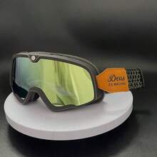 Vintage Motorcycle Goggles – Full-Frame Windproof Racing Riding Eyewear For Outdoor Sports, Unisex Helmet-Compatible* - Viền vàng đen và nâu - Xem 1