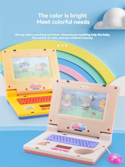 Computadora portátil de simulación mini para niños, máquina de aprendizaje, tableta musical, máquina de lectura de historias, interactiva entre padres e hijos, juguete educativo inteligente multifuncional, regalo de cumpleaños para niños y niñas