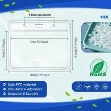 10/30/50pcs Transparent Card Protector Sleeves, Passport Card Holder, ID Badge, Work ID, Record Card Protector, Nurse ID Card Holder, Made Of PVC Material, Waterproof, Transparent PVC Horizontal Badge Holder With Resealable Quick Buckle Closure, High Transparency, RoHS And REACH Compliant, Suitable For Office And Events, Badge Holder, Clear Visible Clip, Waterproof Badge Clip,For School Supplies,Back To School - Multicolor - View 3