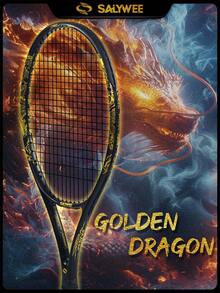 SALYWEE [Golden Dragon] Carbon Composite Tennis Racket | 50-60lbs Tension G2 Grip | Chinese Dragon Art Black/White Styles | Balanced Control & Power | Cultural Design Racket | Free Grip & Bag