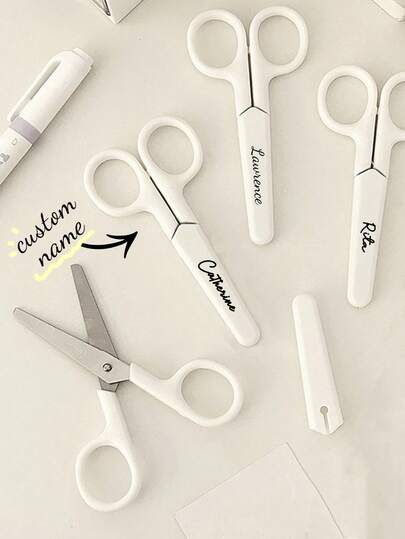 1/3/5 Tijeras blancas personalizadas con fundas - Tijeras de uso múltiple y alta resistencia para tela - Adecuadas para oficina, hogar, escuela, costura y manualidades. Personaliza el nombre de las tijeras. Cada tijera viene con una funda protectora, lo que facilita su transporte en comparación con las tijeras sin fundas y elimina el riesgo de arañazos accidentales., Multifuncional, Tijeras con nombre personalizado