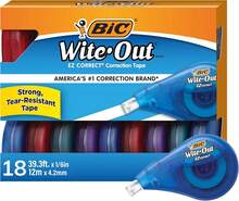 Wite-Out Brand EZ Correct Correction Tape, Applies Dry, 18-Count, Translucent Dispenser Shows How Much Tape Is Remaining,9595920 - X - 查看 1