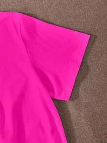Playera crop top estampada grafico flor margarita  moderna primavera verano Letras  Casual diario casa - Rosa Fucsia - Ver 3