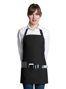 3 口袋可调节围兜围裙 - 厨师厨房烹饪围裙，男女皆宜，适合咖啡馆、茶馆、餐厅、园艺和酒吧，黑色 - 彩色 - 查看 6