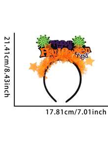 1 Stück Halloween Haarreif - Damen Party Dekoration, fluoreszierendes Kürbis- und Fledermaus-Muster, ohne Stromversorgung, geeignet für Halloween Partys, Halloween Dekorationen, Junggesellinnenabschiede und Familienfeiern
