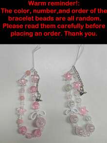 可爱卡通猫咪蝴蝶结樱桃格纹手机壳适用于 16 15 14 Pro Max 13 Pro 创意可爱粉色星星手环后盖防水防震防摔防刮 - 格子 - 查看 3