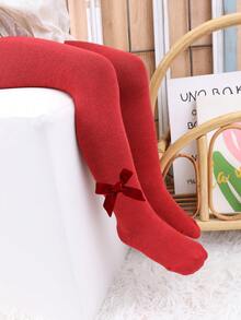 5 件套女童纯色天鹅绒蝴蝶结紧身裤，适合日常穿着，四季皆宜 - 彩色 - 查看 11