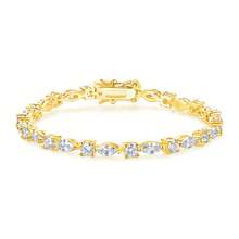 MDFUN 1 chiếc vòng tay tennis hình mắt đính kim cương và đá Cubic Zirconia mạ vàng thanh lịch, phù hợp cho nữ - Vàng - Xem 5