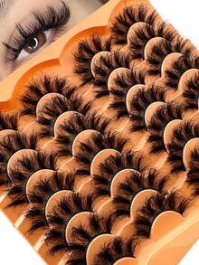 14 Pairs Of Thick, Elegant D-Shaped Curly False Eyelashes, Natural Looking Soft And Fluffy Faux Mink Lashes 3D False Eyelashes Russian Curl Eyelashes Dramatic Messy Mink Lashes Intelligent Full Lash Strip Lengthening And Curling For Beauty Makeup, Reusable For Daily And Party Use, Can Be Used As Gifts Strip Lashes, Lashes, Eyelashes, Fake Lashes - 濃密款 - 查看 1