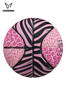 veidoorn 1 Stück Größe 7 Standard rosa Leopard Gummi Basketball für Indoor- und Outdoor-Training, feuchtigkeitsabsorbierend & verschleißfest Basketball, schönes Geschenk für Freund und Freundin