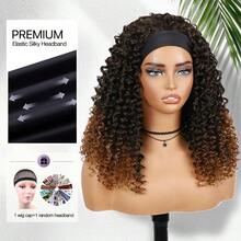 M16 Inch Kinky Curly Headband Wig For  Gluel Synthetic Half Wig With Headband None Human Hair Ombre Brown 8001 - OmbreBrown - View 3