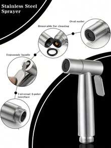 3件套不锈钢高压手持式冲洗喷头，便携式马桶冲水喷头，多功能浴室清洁喷雾套装，带软管和支架，方便浴室清洁、个人卫生和冲厕，时尚浴室配件，理想的浴室用品礼品 - 彩色 - 查看 9