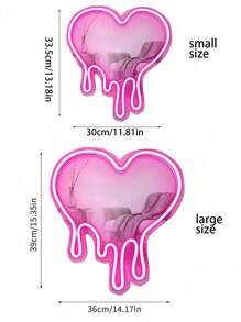 Srebrne lustro LED Neon zasilane przez USB, topiące się serce, artystyczne lustro: odpowiednie do wystroju domu, studia, salonu, salonu tatuażu, sztuki dekoracyjnej, prezentu urodzinowego