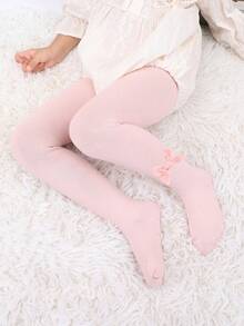 5 件套女童纯色天鹅绒蝴蝶结紧身裤，适合日常穿着，四季皆宜 - 彩色 - 查看 10