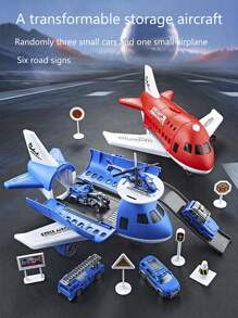 1 套玩具车辆，包括飞机模型、运输直升机、可折叠便携式消防车救援飞机玩具（含 3 辆迷你汽车和 1 架飞机），节日玩具礼物 - 彩色 - 查看 2