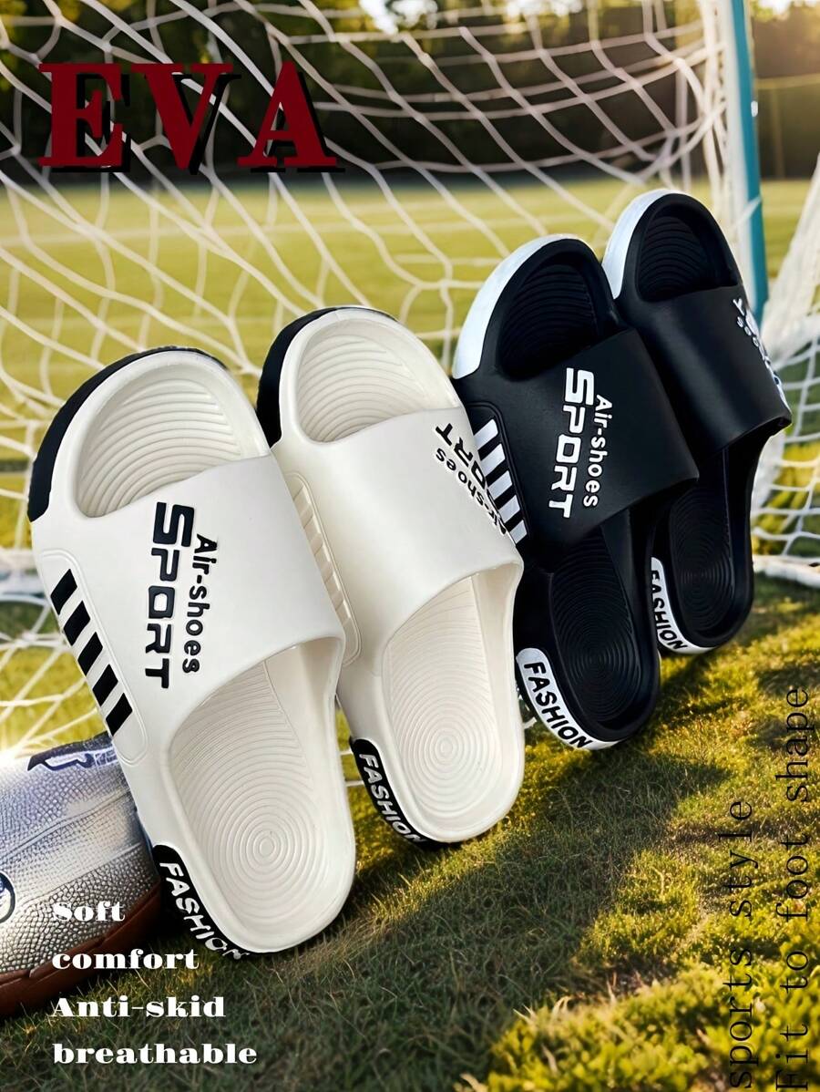 Season's New Stylish And Simple Men's Home Slippers, Suitable For Daily Leisure And Versatility. The Thick Soles Are Breathable, Soft, And Comfortable. The EVA Material Is Special For Non-Slip, Non-Odorizing Feet, Antibacterial Foot Protection, Quick-Drying | Super Cushioning | Suitable For Wearing On The Beach/Outdoor Street / Indoor Bedroom, Bathroom, Etc., Cool Slippers For Men And Women Couples.