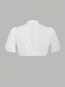 ii 巴伐利亚啤酒节服装传统连衣裙短袖蕾丝衬衫经典上衣，万圣节 - 白色 - 查看 2