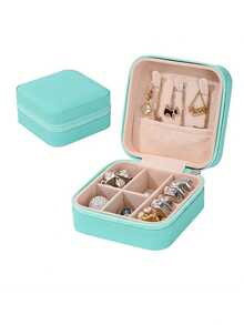 1 pieza Mini organizador de joyería, organizador de joyería de viaje con cremallera, estuche de regalo para damas, estantería multiusos para exhibición de joyas, apto para anillos, colgantes, aretes, collares y talla grande. - Caja de regalo adecuada para niñas y damas, caja de regalo de Halloween, caja de regalo de Navidad, organizador de maquillaje de verano, vacaciones, decoración del hogar, accesorios para el baño, de vuelta a la escuela