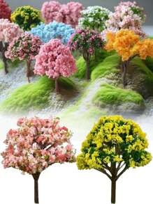 4pcs Artificial Model Trees, Miniature Tree Scene KitSimulated Plants, Garden Micro Landscape Decor, Bright PVC Artificial Green Decoration, Suitable For Aquarium, Fairy Garden And Glass Container, Colorful And Realistic Leaf Design