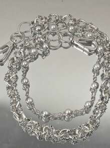 Retro Pearl Skull Pants Chain Fashionable Men And Women One's Waist Luxury Accessories Multifunctional Pearl Chain For Bag Two Types Of Pearls Are Randomly Sent With The Same Length.