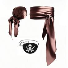1-3件套圣诞新款缎面海盗头带、腰带、毛毡骷髅眼罩，趣味角色扮演中世纪文艺复兴海盗服装配饰，化装舞会魔术道具，情人节 - 彩色 - 查看 17