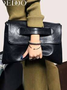 Dedoo 2025 New Fashion Small Handbag, PU Shoulder Strap Set Clutch Bag, Large Capacity Women's Crossbody Laptop Bag - Black - View 2