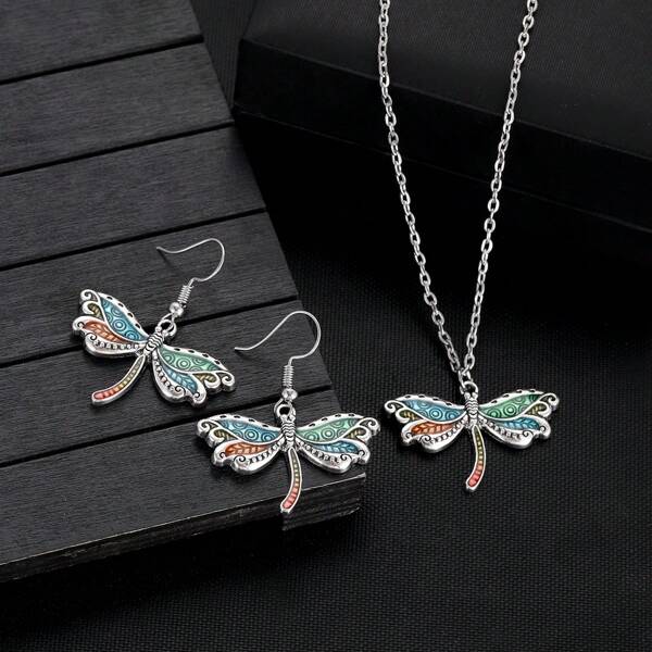 3Pcs Butterfly Necklace Earrings Set For Women Jewelry Set Necklace Cute Animal Jewelry