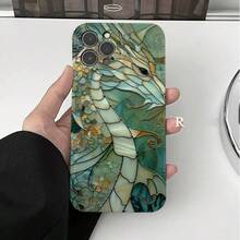 Dragon Stained Glass Pattern Full Cover Shock Protection Film Hard Shell Phone Case For IPhone 11/12/13/14/15/16/PLUS/PRO/PROMAX Unisex Gift Case Christmas Halloween Gift For Friends, Family And Loved Ones. - Mixed Colors - View 5