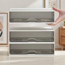 1件桌面笔筒简约抽屉笔杯多功能文具收纳盒大容量办公收纳盒 - 白色 - 查看 6