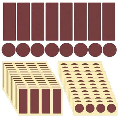 120 papéis adesivos para acendedor de fósforos, 60 adesivos redondos e 60 retangulares para acendedor de fósforos, papéis adesivos para acendedor de fósforos para substituição de papel de prato de suporte de fósforos (marrom), adesivos adesivos de papel para acendedor de velas faça você mesmo, adesivos retangulares de papel adesivo para acendedor de fósforos
