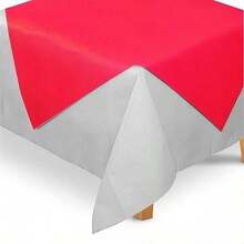 Kit 10 TNT Tablecloths 1x1m + 10 Stain Covers 70x70 Cm 40gr - For Party Decoration - BLANCO Y ROJO - Ver 2