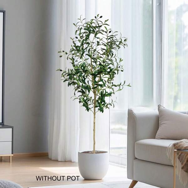 1 peça 120-180 cm Planta Artificial de Oliveira Galhos de Árvore Falso Verde Planta Falsa Folha de Plástico Planta Alta Ornamental Realista Planta Falsa de Interior para Casamento Casa Hotel Escritório Decoração de Festa