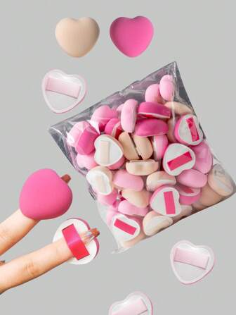 10/20/30/50pcs Mini Heart-Shaped Cotton Candy Makeup Sponge Puff, Suitable For Foundation, Concealer And Powder, Heart-Shaped Makeup Sponge, Makeup Buffing Sponge, Ideal For Wet And Dry Powder Application,Makeup,Cheap,Room Decor,Vanity,Travel,Bedroom,Makeup Accessories,Puff,Makeup Blender,Powder Puff,Makeup Sponge,Cheap,Stocking Stuffers,Makeup,Makeup Tools,Cheap Stuff,Gifts,Gifts For Women,Christmas Gifts