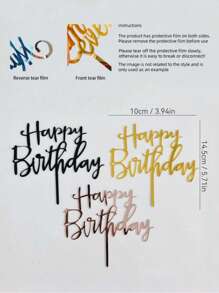 1pc/3pcs/6pcs Happy Birthday Letter Cake Topper, Birthday Cake Decoration,Creative Slogan Decoration Cake Top Decoration For Party,Baking Decoration,Baking Supplies, Home Kitchen Essentials,Cake Topper With 'happy Birthday' English Letter For Birthday Theme Party Decoration