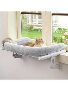 ​​Adjustable Cat Window Perch With Large Bolster - Easy Assembly Sill Bed For Cats & Kittens (Grey, Large Size)​ - Xám - Xem 1