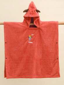 1 件卡通图案连帽刺绣冲浪斗篷儿童换尿布巾、浴袍、浴巾、温暖速干泳池游泳沙滩巾带帽温暖柔软超细纤维浴袍毛巾多种颜色可选复活节礼物、万圣节、圣诞节礼物、浴室装饰、浴室配件、秋冬毛巾