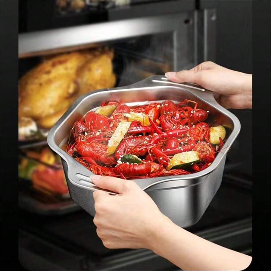 1pc一体式串烧盆小龙虾专用盆麻辣烫小龙虾盘六角海鲜盆烧烤店餐具 - 彩色 - 查看 1