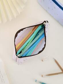 1 件，高端铅笔盒，涤纶材质，尼龙拉链，大容量，便携式铅笔袋，学校用品，情人节，万圣节，感恩节，返校季，生日特别礼物，可爱的铅笔袋