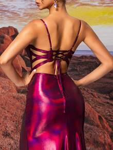 Slip Dress Sparkly Sexy Design Back Carved Formal Evening Dress Party Dress Wedding Guest Dress Evening Dress - Red - View 9