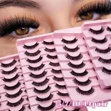 5/7/10/14 pares de pestañas postizas rusas de estilo D natural con volumen esponjoso. Pestañas falsas de visón rizado suave y desordenado. Maquillaje (118) Pestañas postizas, pestañas, pestañas postizas