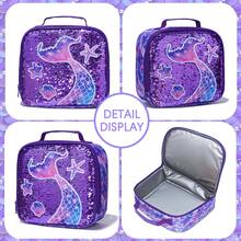 3件套女童16英寸轻便可爱亮片背包，带手提包和铅笔盒，适合小学、初中和高中学生，是返校季的最佳礼物