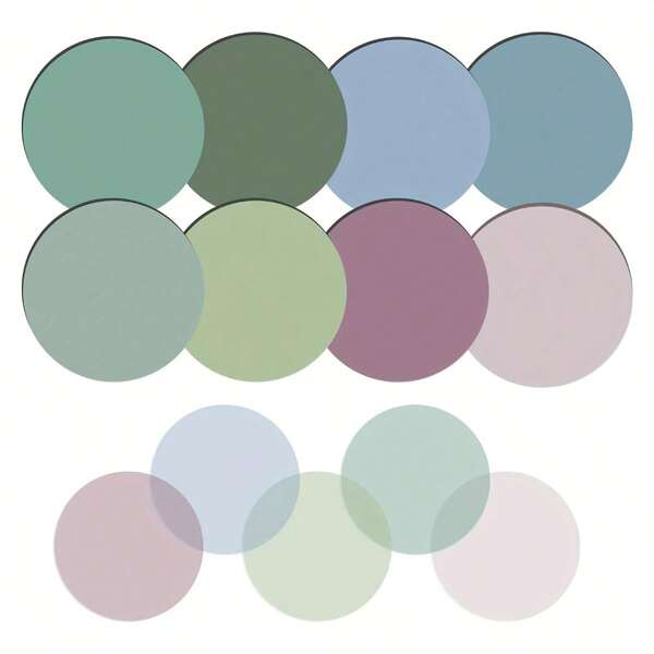 400 piezas de notas adhesivas redondas y transparentes de colores Morandi - tonos pastel de verde, azul, morado y rosa, perfectas para oficina, escuela y útiles escolares, útiles para el regreso a clases, cosas de la escuela, primer día de clases