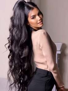 V Part Wigs Body Wave Human Hair Wig Upgrade V Part Wigs For Women Glueless V Part Wigs Brazilian Virgin Hair Body Wave Wigs Machine Made V Shape Wigs 200% Density Minimal Leave Out Curly V Part Human Hair Wigs 40 Inch - Natural Black - 查看 7