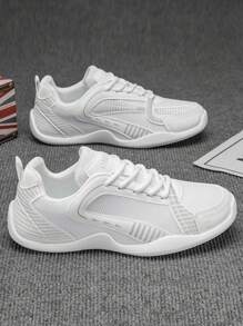 Herren atmungsaktive Mesh Patchwork Kontrast Farbgepolsterte Laufschuhe, modische vielseitige flache weiche bequeme leichte Lässig Sneaker für den täglichen Weg zur Arbeit, Urlaub, geeignet für alle Jahreszeiten, Schnürung Lässig Sportschuhe für Herren