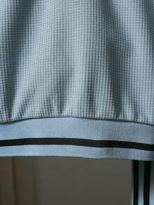 Toddler Boys Fresh Blue Outfit - Half-Open Collar Long Sleeve Polo Shirt + Contrast Trim Jogger Pants, Fashionable & Energetic Set Suitable For Spring/Autumn School, Outdoor, Casual Wear